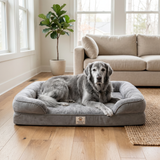 Pawfect Touch Orthopedic Memory Foam Bed — senior dog resting on the bolster bed