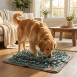 Happy dog foraging in the Pawfect snuffle mat