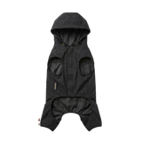 Black Packable Dog Raincoat — clean white background, front